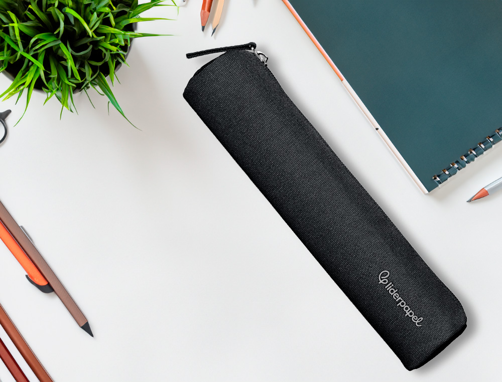ESTUCHE PORTATODO LIDERPAPEL SLIM CILINDRICO 220X45MM NEGRO