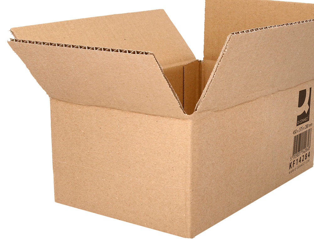 CAIXA PARA EMBALAR Q-CONNECT AMERICANA ULTRA RESISTENTE CARTAO CANAL DUPLO 7 MM COR KRAFT 450X375X280 MM