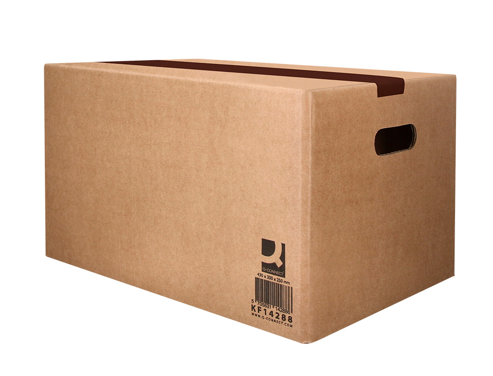 CAIXA PARA EMBALAR Q-CONNECT AMERICANA COM ASAS ULTRA RESISTENTE CARTAO CANAL DUPLO 7 MM COR KRAFT