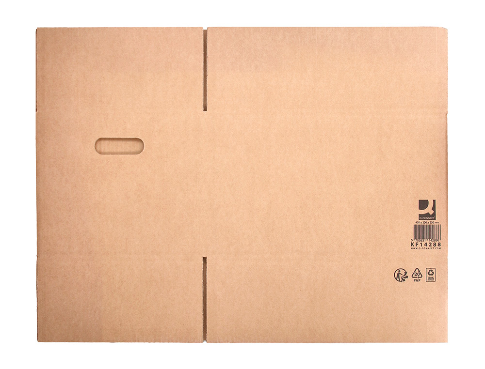 CAIXA PARA EMBALAR Q-CONNECT AMERICANA COM ASAS ULTRA RESISTENTE CARTAO CANAL DUPLO 7 MM COR KRAFT