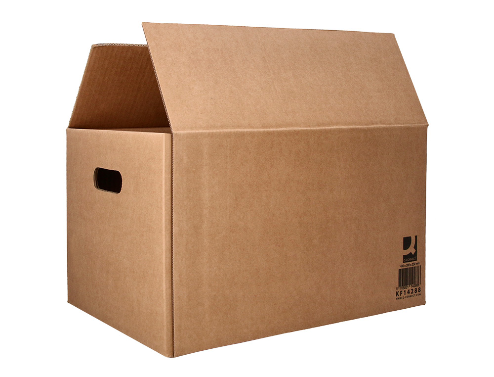 CAIXA PARA EMBALAR Q-CONNECT AMERICANA COM ASAS ULTRA RESISTENTE CARTAO CANAL DUPLO 7 MM COR KRAFT