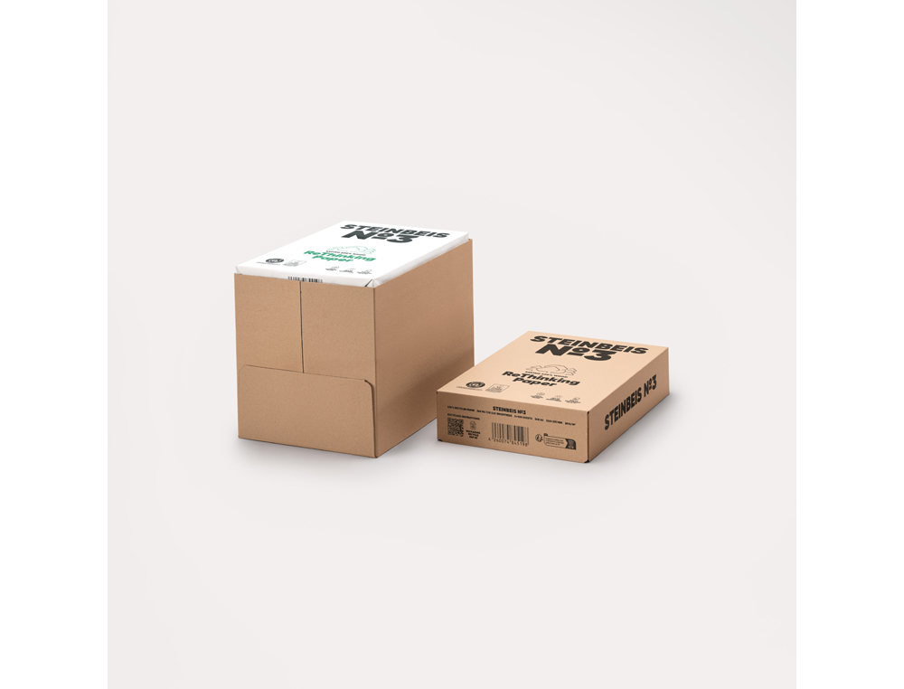 PAPEL FOTOCOPIA STEINBEIS N.3 100% RECICLADO DIN A4 80 GR EMBALAGEM 500 FOLHAS
