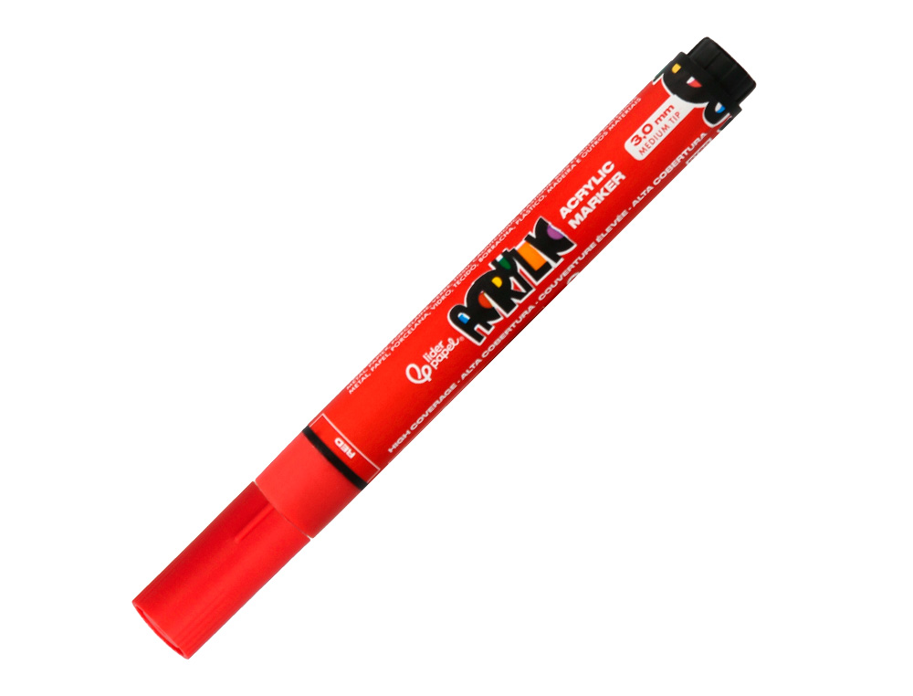 MARCADOR LIDERPAPEL ACRYLIC BASE AGUA TODO TIPO DE SUPERFICIE PONTA REDONDA 3 MM CAIXA DE 8 UNIDADES CORES