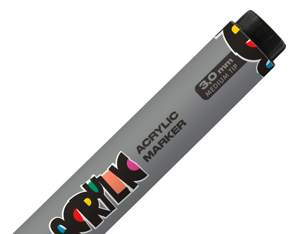 ROTULADOR LIDERPAPEL ACRYLIC BASE AGUA TODO TIPO DE SUPERFICIE PUNTA REDONDA 3 MM PLATA