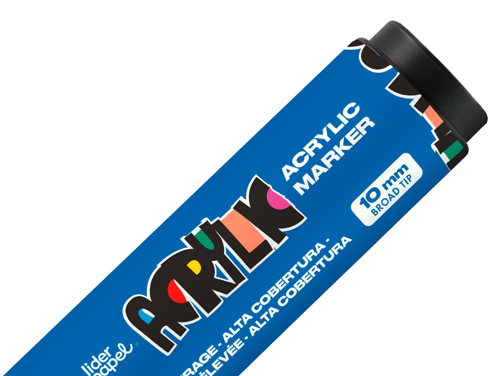 ROTULADOR LIDERPAPEL ACRYLIC BASE AGUA TODO TIPO DE SUPERFICIE PUNTA RECTANGULAR 10 MM AZUL