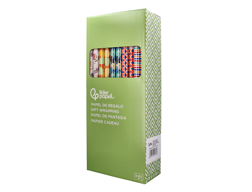 PAPEL DE REGALO LIDERPAPEL TODO AÑO ROLLO ANCHO 70 CM LONGITUD 2 MT GRAMAJE 60 GR DISEÑOS SURTIDOS B-2024