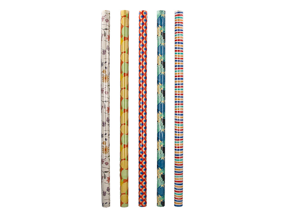 PAPEL DE REGALO LIDERPAPEL TODO AÑO ROLLO ANCHO 70 CM LONGITUD 2 MT GRAMAJE 60 GR DISEÑOS SURTIDOS B-2024