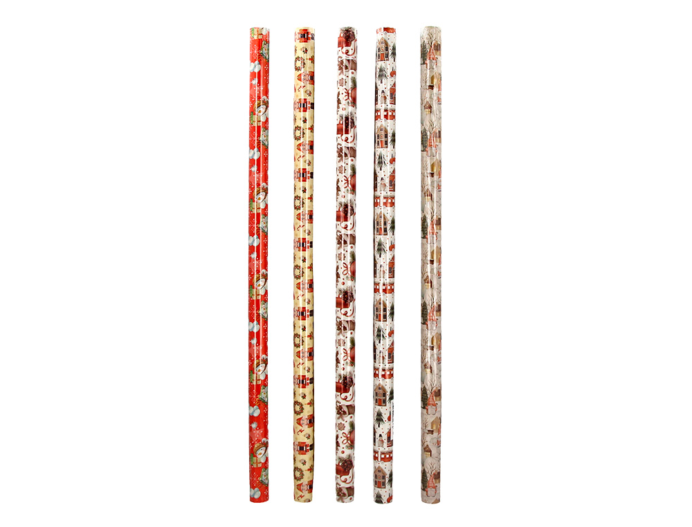 PAPEL DE REGALO LIDERPAPEL NAVIDAD ROLLO ANCHO 70 CM LONGITUD 2 MT GRAMAJE 60 GR DISEÑOS SURTIDOS B-2024