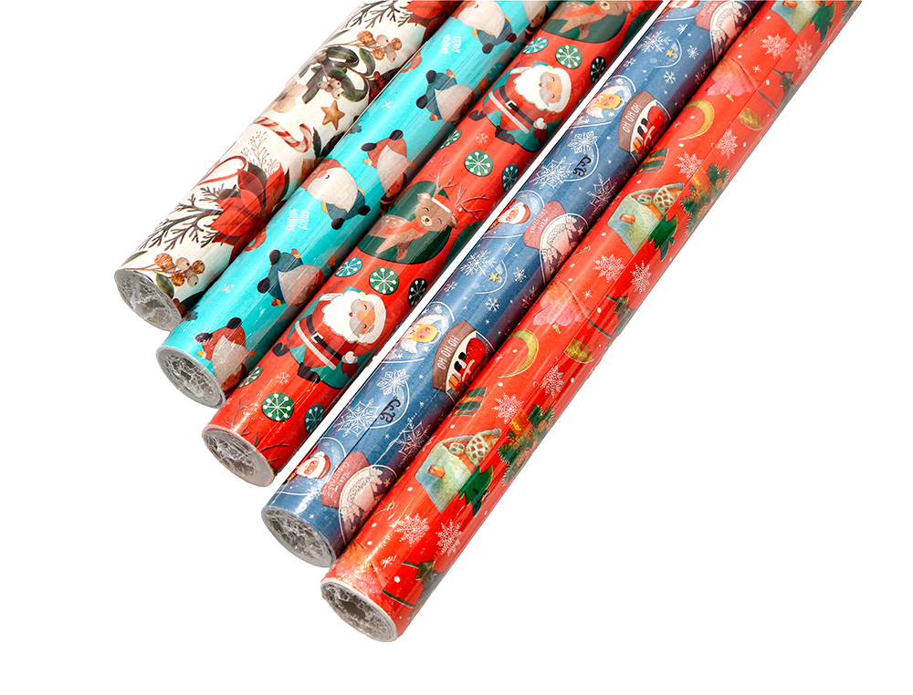 PAPEL DE REGALO LIDERPAPEL NAVIDAD ROLLO ANCHO 70 CM LONGITUD 2 MT GRAMAJE 60 GR DISEÑOS SURTIDOS C-2024