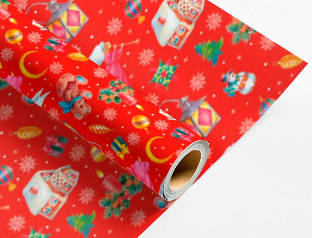 PAPEL DE REGALO LIDERPAPEL NAVIDAD ROLLO ANCHO 70 CM LONGITUD 2 MT GRAMAJE 60 GR DISEÑOS SURTIDOS C-2024