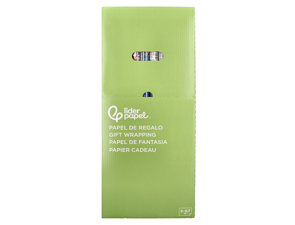 PAPEL DE REGALO LIDERPAPEL NAVIDAD ROLLO ANCHO 70 CM LONGITUD 2 MT GRAMAJE 60 GR DISEÑOS SURTIDOS C-2024