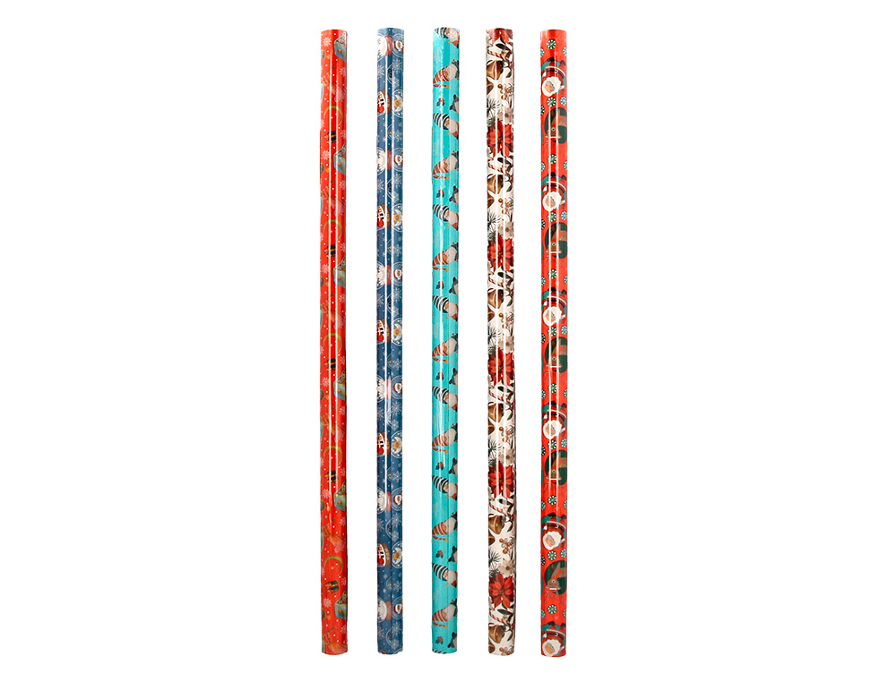 PAPEL DE REGALO LIDERPAPEL NAVIDAD ROLLO ANCHO 70 CM LONGITUD 2 MT GRAMAJE 60 GR DISEÑOS SURTIDOS C-2024