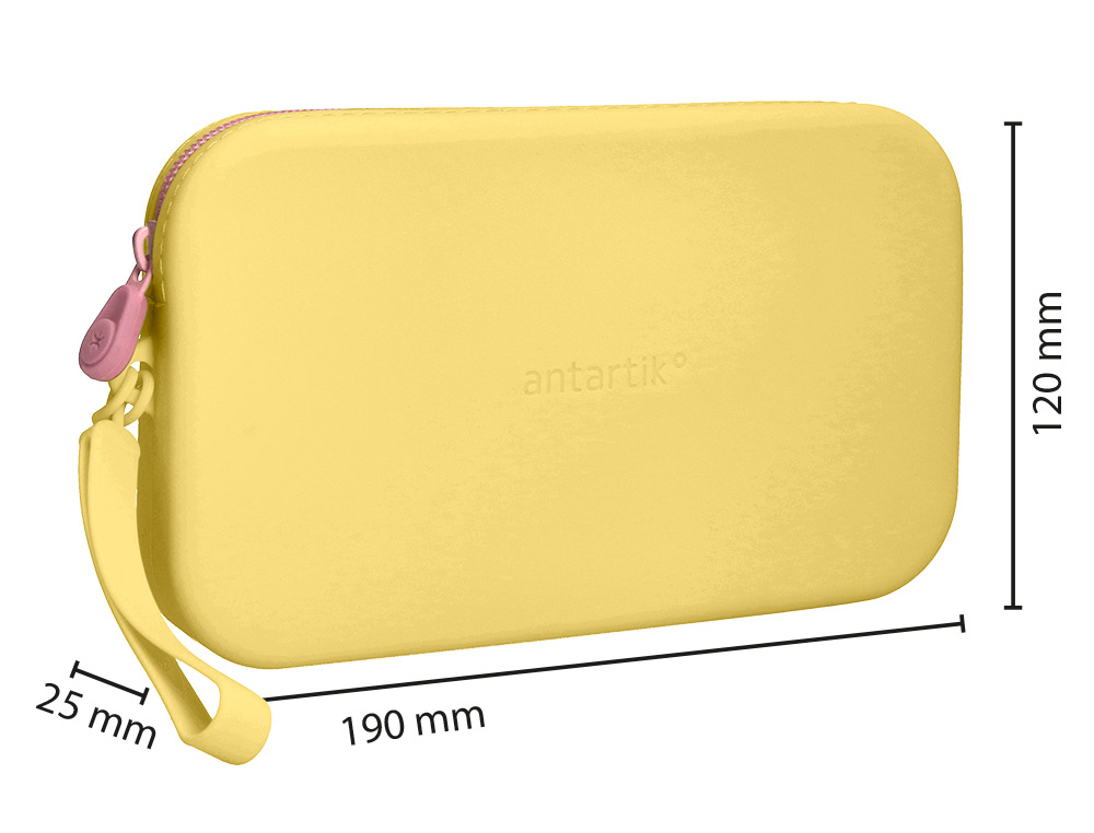 ESTOJO ESCOLAR ANTARTIK TROPICAL DIVE SILICONE SOFT RETANGULAR 190X120X25 MM AMARELO