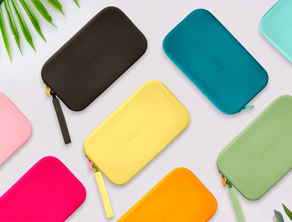 ESTOJO ESCOLAR ANTARTIK TROPICAL DIVE SILICONE SOFT RETANGULAR 190X120X25 MM AMARELO