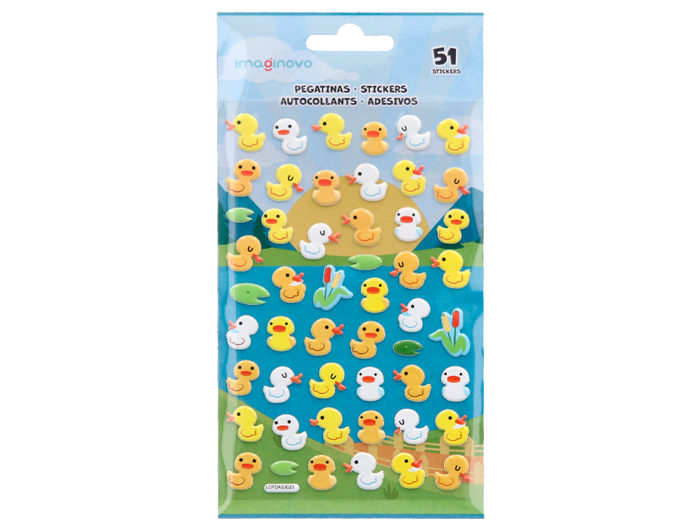 PEGATINAS IMAGINOVO CUTE ANIMALES PATOS CON RELIEVE 190X105 MM EN BLISTER