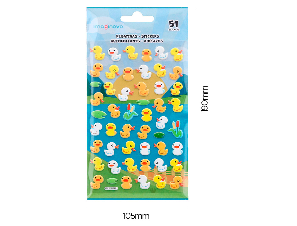PEGATINAS IMAGINOVO CUTE ANIMALES PATOS CON RELIEVE 190X105 MM EN BLISTER