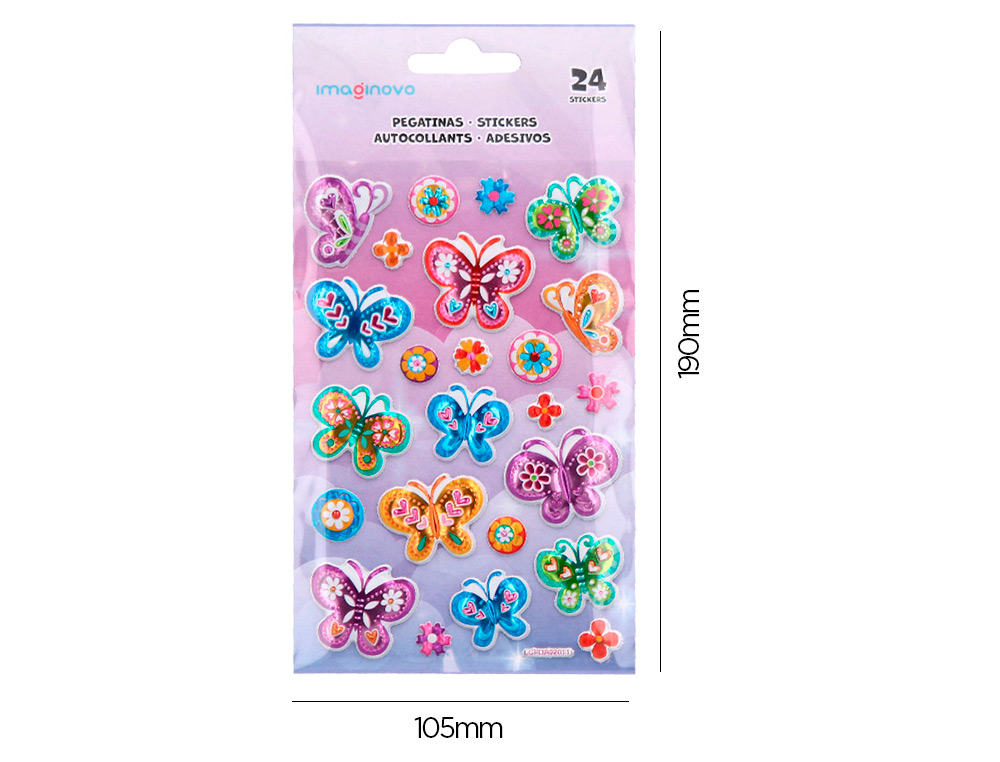 PEGATINAS IMAGINOVO MARIPOSAS MAGIC DREAMS CON RELIEVE 190X105 MM EN BLISTER