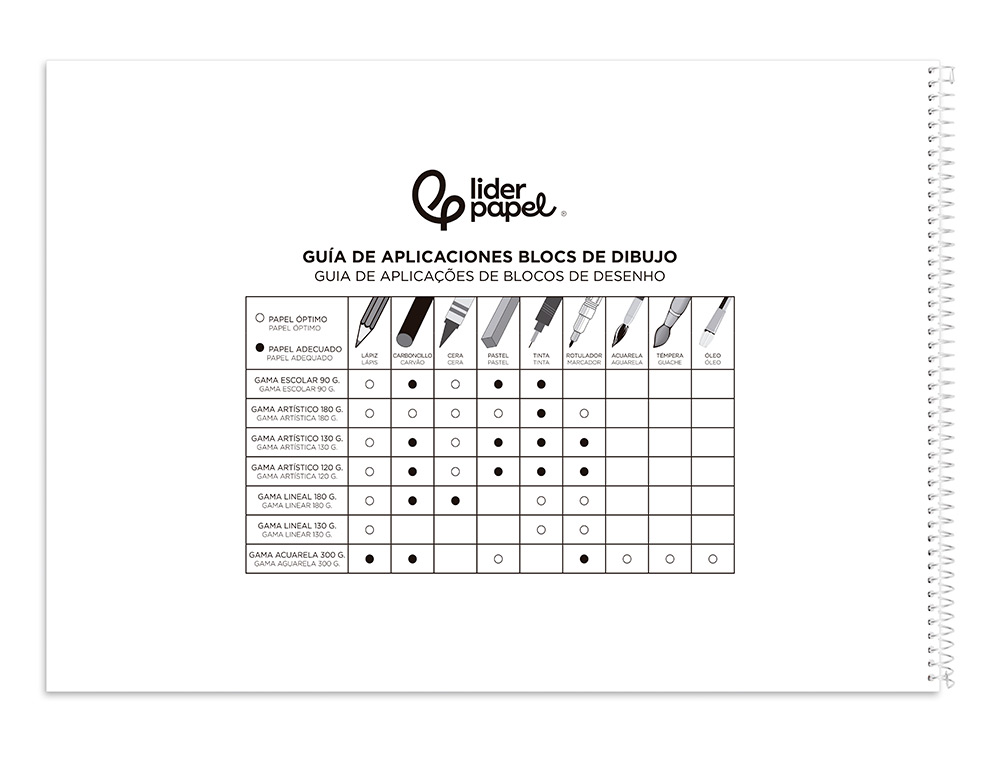 BLOC DIBUJO LIDERPAPEL ARTISTICO URBAN ESPIRAL 230X325MM 20 HOJAS 130G/M2 SIN RECUADRO PERFORADO