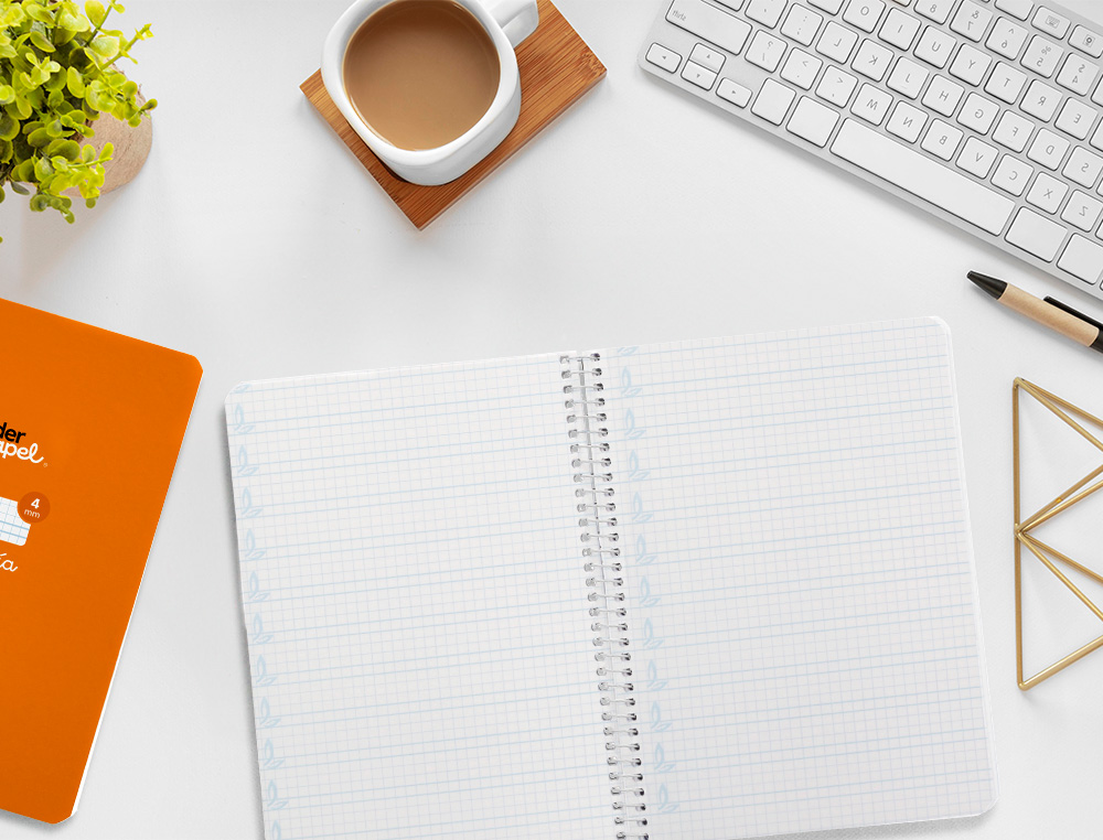 CUADERNO ESPIRAL LIDERPAPEL A5 PAUTAGUIA TAPA BLANDA 40H 75 GR CUADRO PAUTADO 4MM COLOR NARANJA
