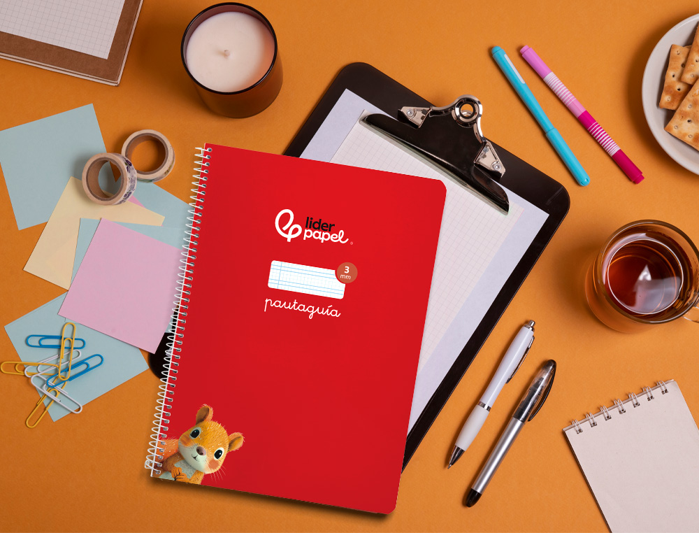 CUADERNO ESPIRAL LIDERPAPEL A4 PAUTAGUIA TAPA BLANDA 80H 75 GR CUADRO PAUTADO 3MM COLOR ROJO