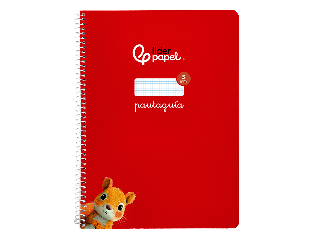 CUADERNO ESPIRAL LIDERPAPEL A4 PAUTAGUIA TAPA BLANDA 80H 75 GR CUADRO PAUTADO 3MM COLOR ROJO