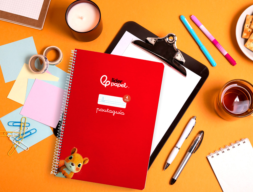 CUADERNO ESPIRAL LIDERPAPEL A4 PAUTAGUIA TAPA BLANDA 80H 75 GR CUADRO PAUTADO 4MM COLOR ROJO