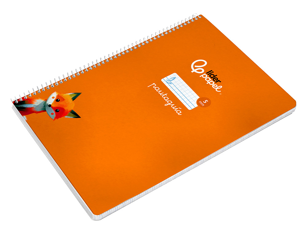 CUADERNO ESPIRAL LIDERPAPEL A4 PAUTAGUIA TAPA BLANDA 80H 75 GR CUADRO PAUTADO 5MM COLOR NARANJA