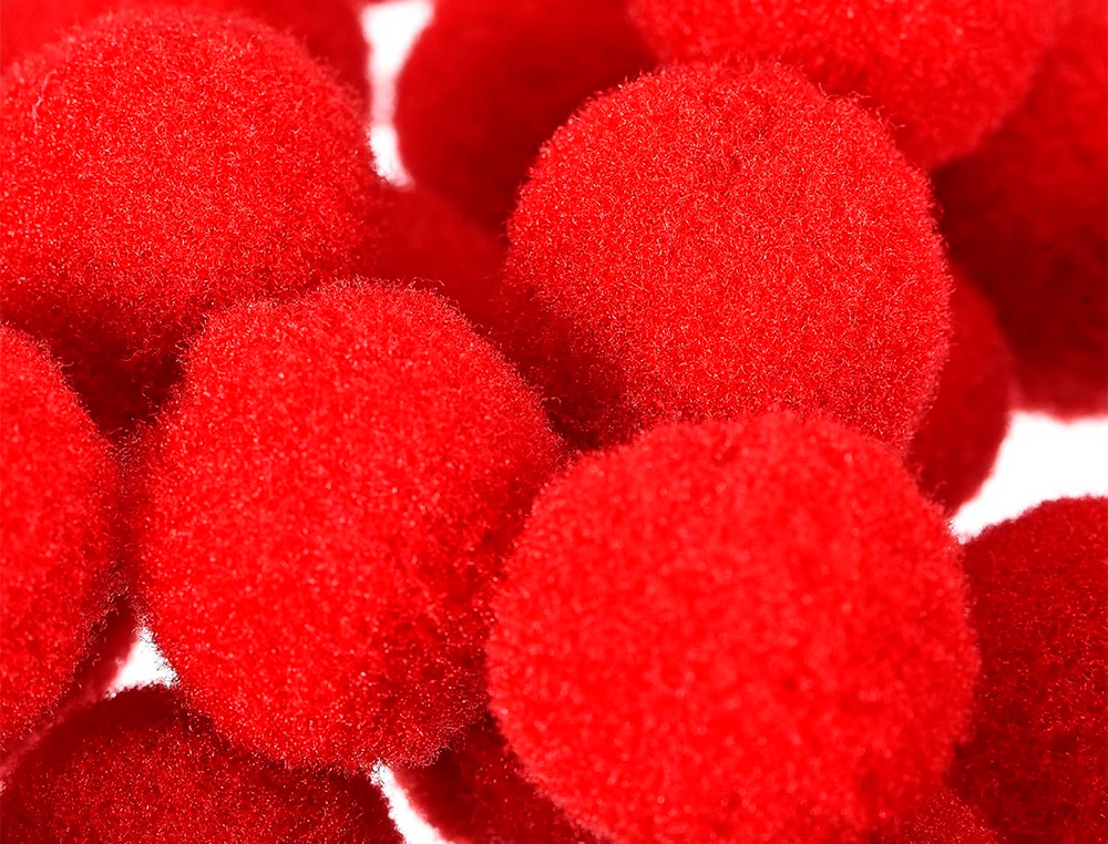 POMPONES DE COLORES LIDERPAPEL 1,5 CM TONALIDADES ROJAS BOLSA CON 80 UNIDADES