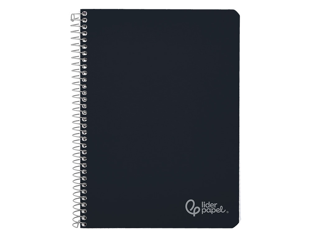 CUADERNO ESPIRAL LIDERPAPEL A5 WITTY TAPA DURA 80H 90GR CUADRO 4MM CON MARGEN COLOR NEGRO