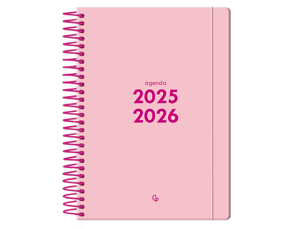 AGENDA ESCOLAR LIDERPAPEL 25-26 ESPIRAL BASIC ROSA 2 DIAS PAGINA A5 BILINGÜE PAPEL FSC 70 GR