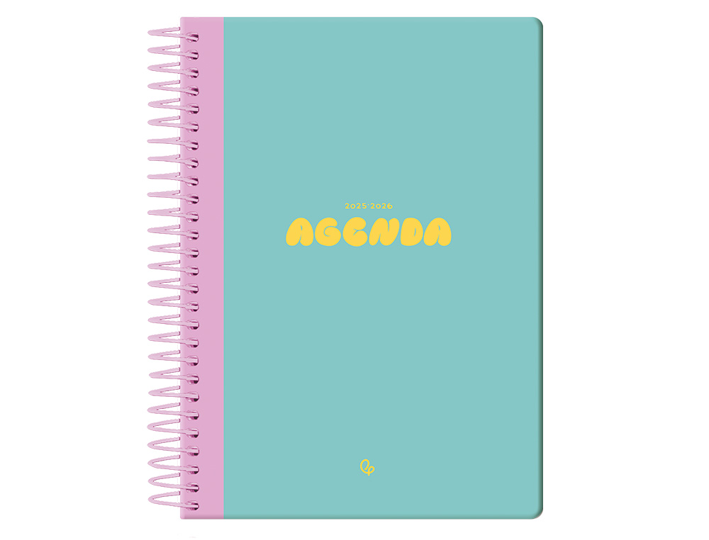 AGENDA ESCOLAR LIDERPAPEL 25-2 6 ESPIRAL CLASSIC AZUL TURQUESA SEMANA VISTA A5 BILINGÜE PAPEL FSC 70 GR