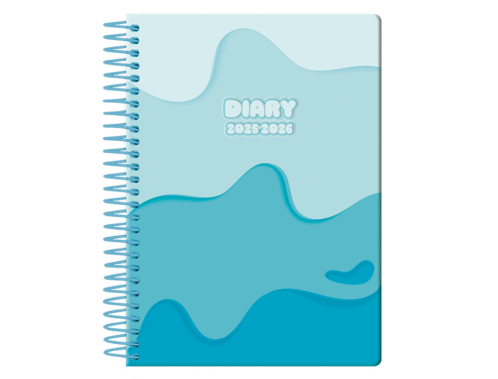 AGENDA ESCOLAR LIDERPAPEL 25-26 ESPIRAL MELTING AZUL SEMANA VISTA A5 BILINGE PAPEL FSC 80 GR