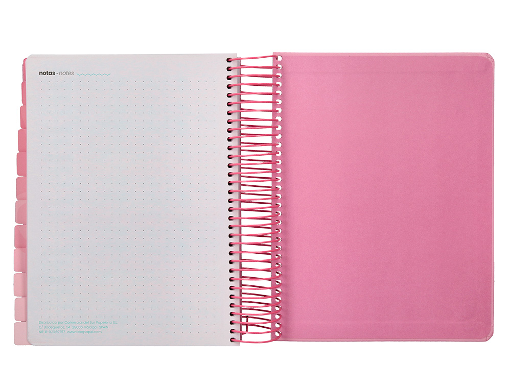 AGENDA ESCOLAR LIDERPAPEL 25-26 ESPIRAL PATTERNS RAYOS ROSA DIA PAGINA A5 BILINGE PAPEL FSC 80 GR