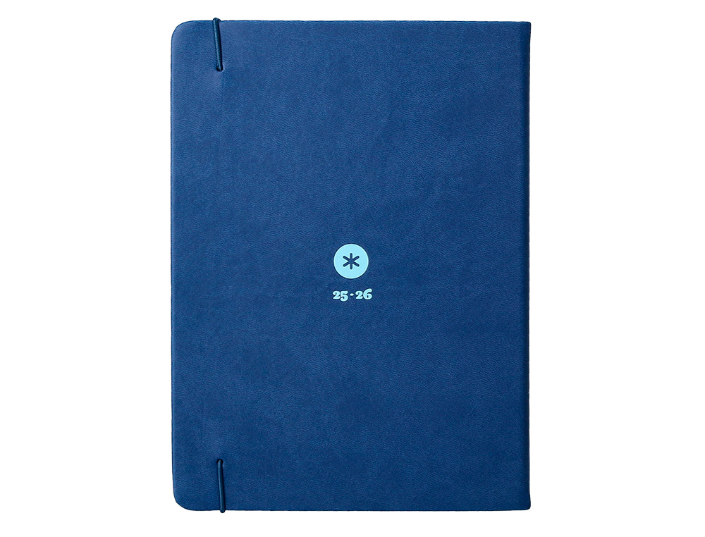 AGENDA ESCOLAR ANTARTIK 25-26 ENCUADERNADA GO! SIMIL PIEL AZUL OSCURO SEMANA VISTA A5 BILINGÜE PAPEL FSC 80 GR