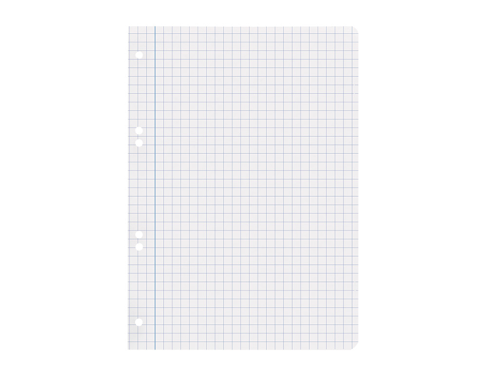 RECAMBIO LIDERPAPEL DIN A5 100 HOJAS 75 GR CUADRO 8MM CON MARGEN 6 TALADROS