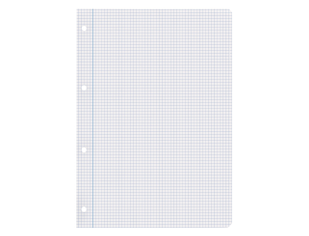 RECAMBIO LIDERPAPEL A4 100 HOJAS 75GR CUADRO 4MM CON MARGEN SIN TALADROS