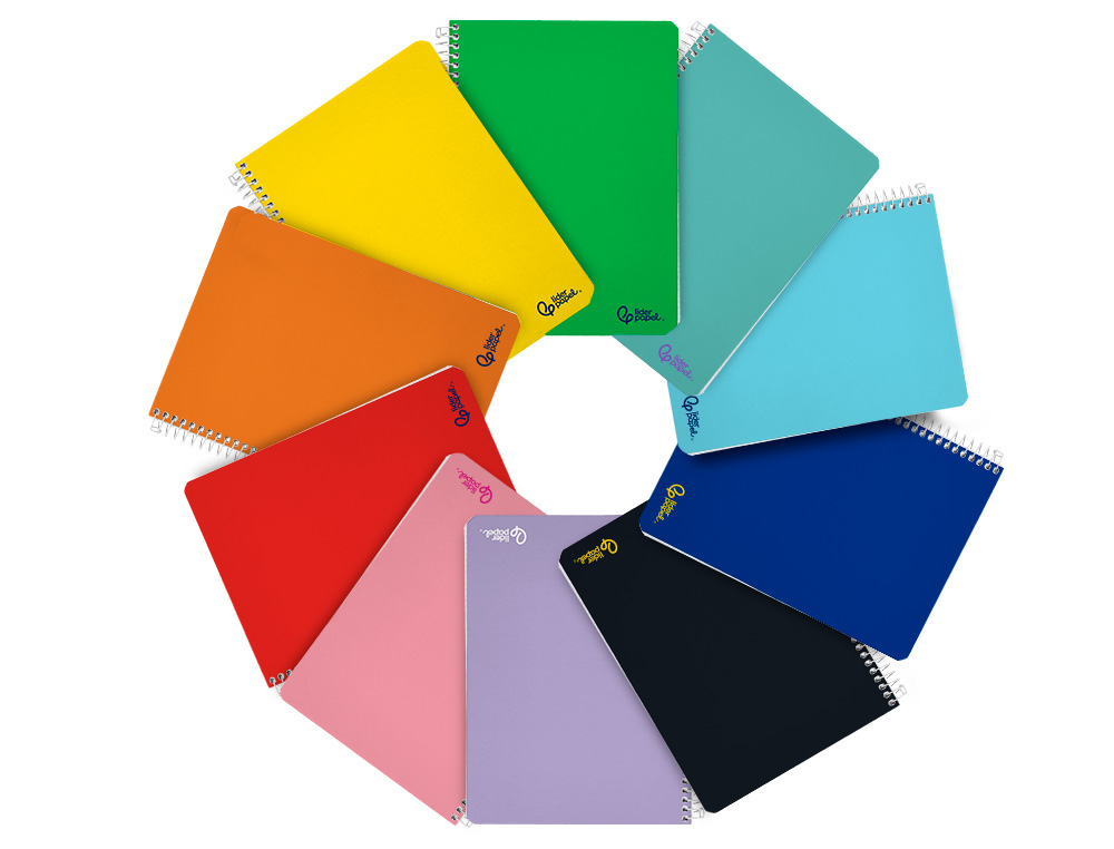 CUADERNO ESPIRAL LIDERPAPEL A4 MICRO SMART TAPA BLANDA 80H 75GR CUADRO 5MM DOBLE MARGEN 4 TALADROS COLORES