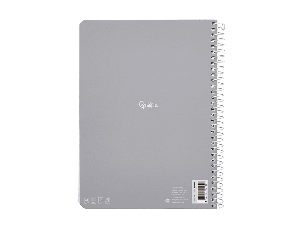 CUADERNO ESPIRAL LIDERPAPEL A4 MICRO SMART TAPA BLANDA 80H 75GR CUADRO 5MM DOBLE MARGEN 4 TALADROS COLORES