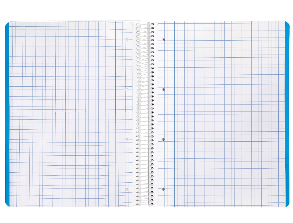 CUADERNO ESPIRAL LIDERPAPEL A4 MICRO SMART TAPA BLANDA 80H 75GR CUADRO 5MM DOBLE MARGEN 4 TALADROS COLORES