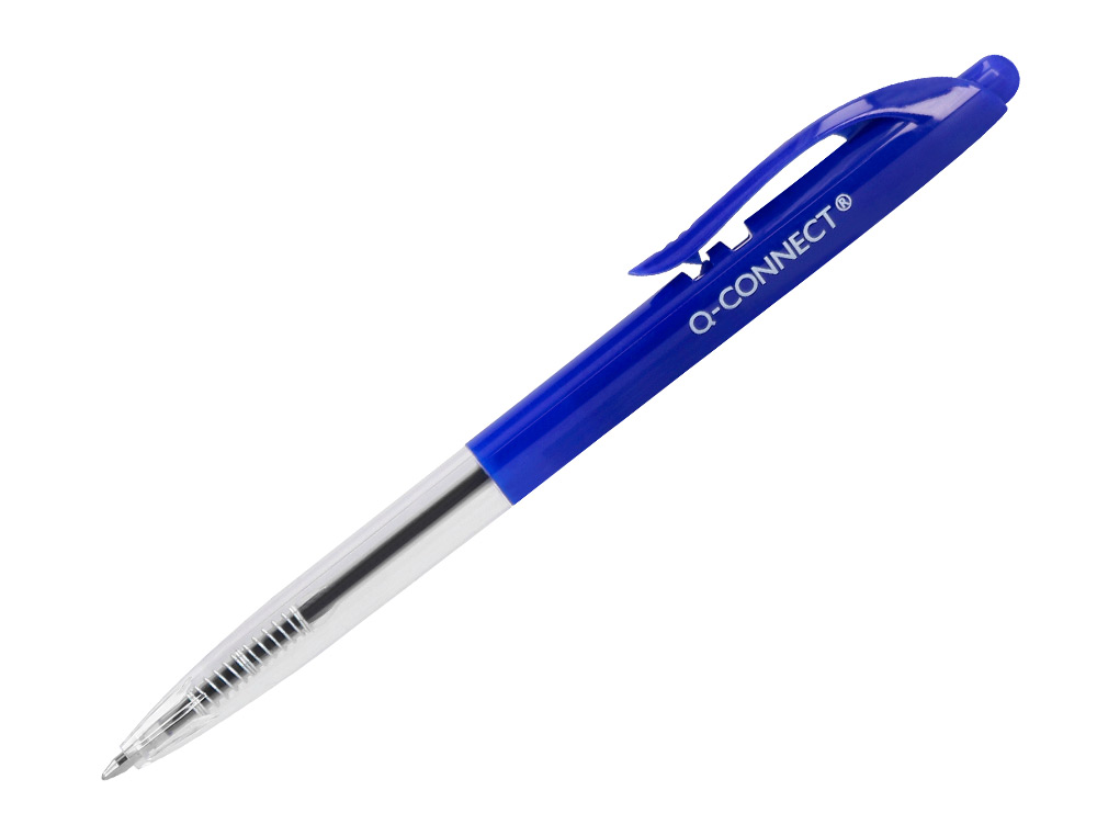 BOLIGRAFO Q-CONNECT RETRACTIL CON CLIP DISEÑO FINO TINTA ACEITE 0,7 MM COLOR AZUL