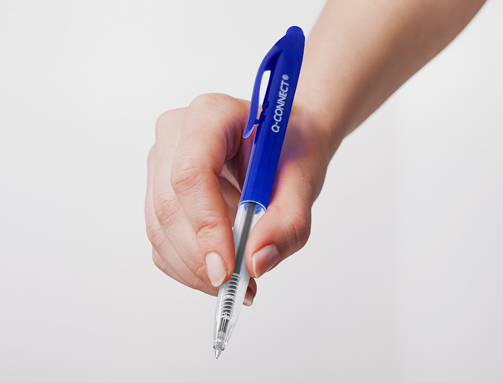 BOLIGRAFO Q-CONNECT RETRACTIL CON CLIP DISEÑO FINO TINTA ACEITE 0,7 MM COLOR AZUL