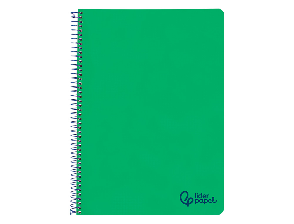 CUADERNO ESPIRAL LIDERPAPEL A4 WONDER TAPA PLASTICO 80H 90GR RAYADO HORIZONTAL CON MARGEN COLOR VERDE OSCURO