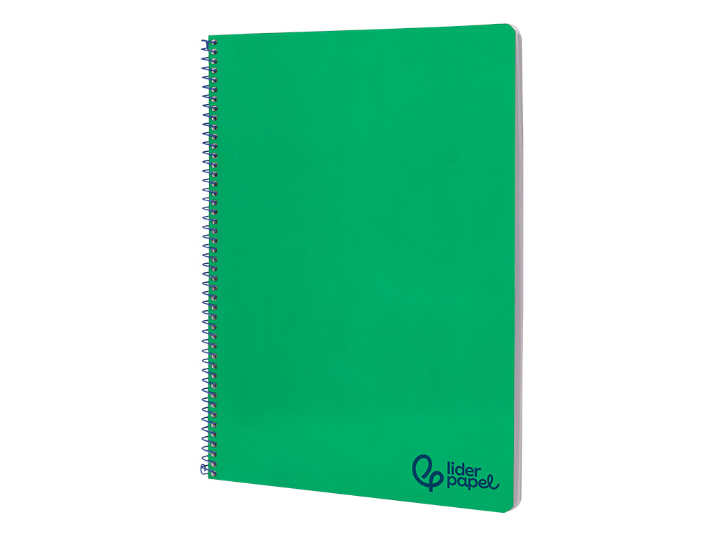 CUADERNO ESPIRAL LIDERPAPEL A4 WONDER TAPA PLASTICO 80H 90GR RAYADO HORIZONTAL CON MARGEN COLOR VERDE OSCURO