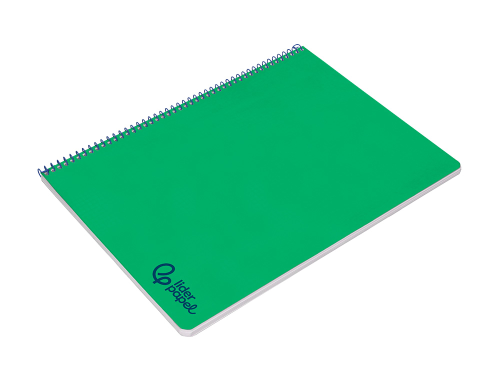 CUADERNO ESPIRAL LIDERPAPEL A4 WONDER TAPA PLASTICO 80H 90GR RAYADO HORIZONTAL CON MARGEN COLOR VERDE OSCURO