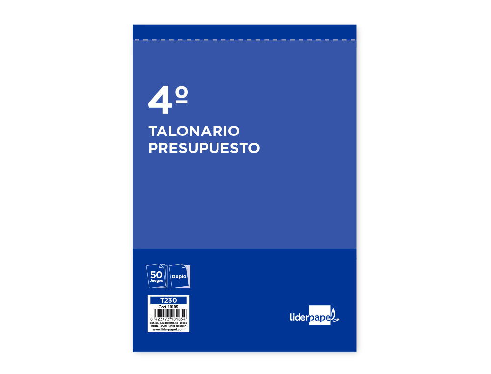 Talonario liderpapel presupuesto cuarto original y copia t230