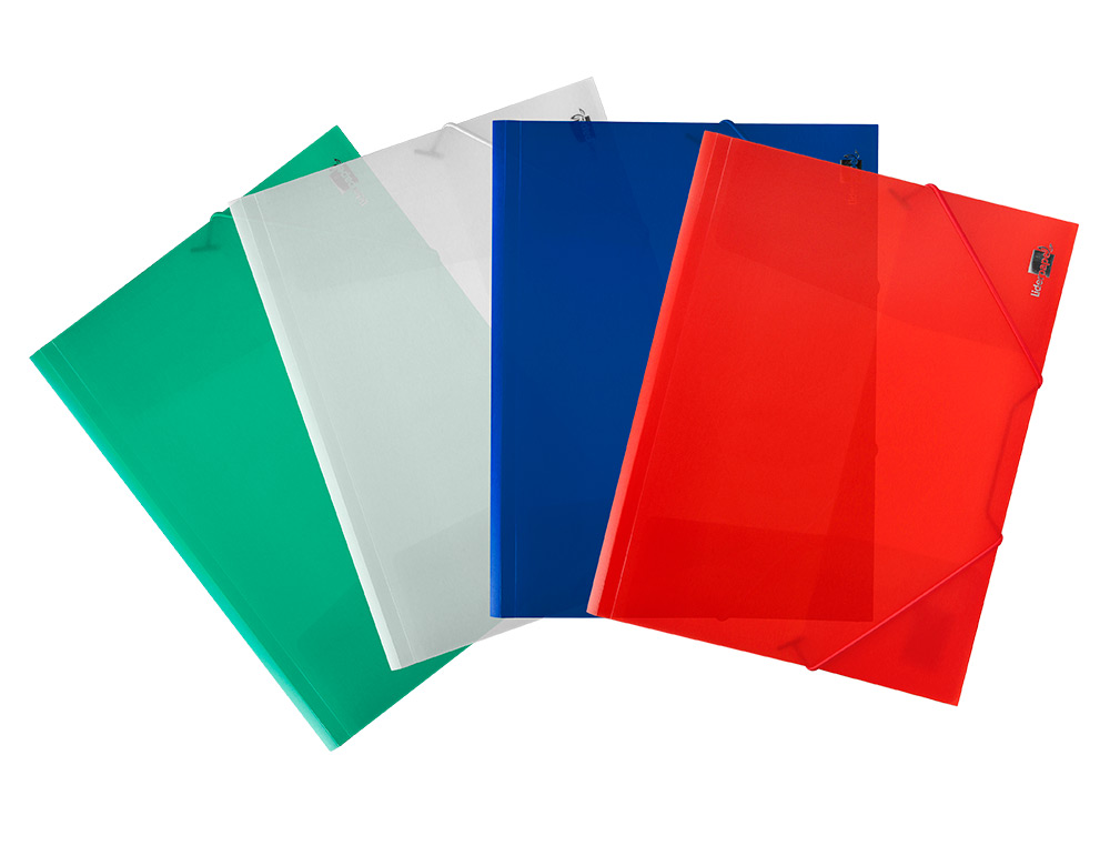 CARPETA LIDERPAPEL GOMAS SOLAPAS 34962 POLIPROPILENO DIN A4 AZUL TRANSLUCIDO