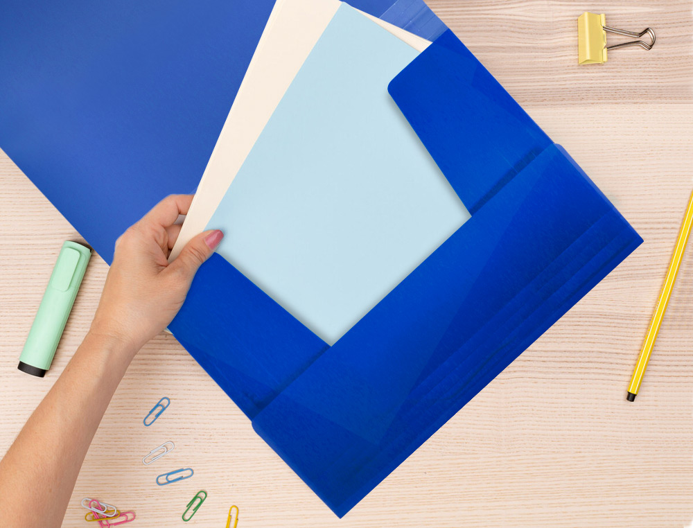 CARPETA LIDERPAPEL GOMAS SOLAPAS 34962 POLIPROPILENO DIN A4 AZUL TRANSLUCIDO