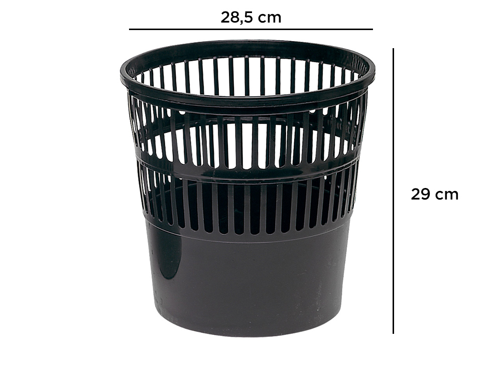 PAPELERA PLASTICO Q-CONNECT 15 LITROS REJILLA COLOR NEGRO 285X290 MM