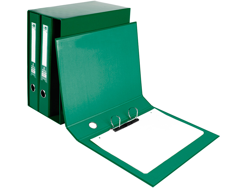 MODULO LIDERPAPEL 3 ARCHIVADORES FOLIO 2 ANILLAS MIXTAS 40MM VERDE