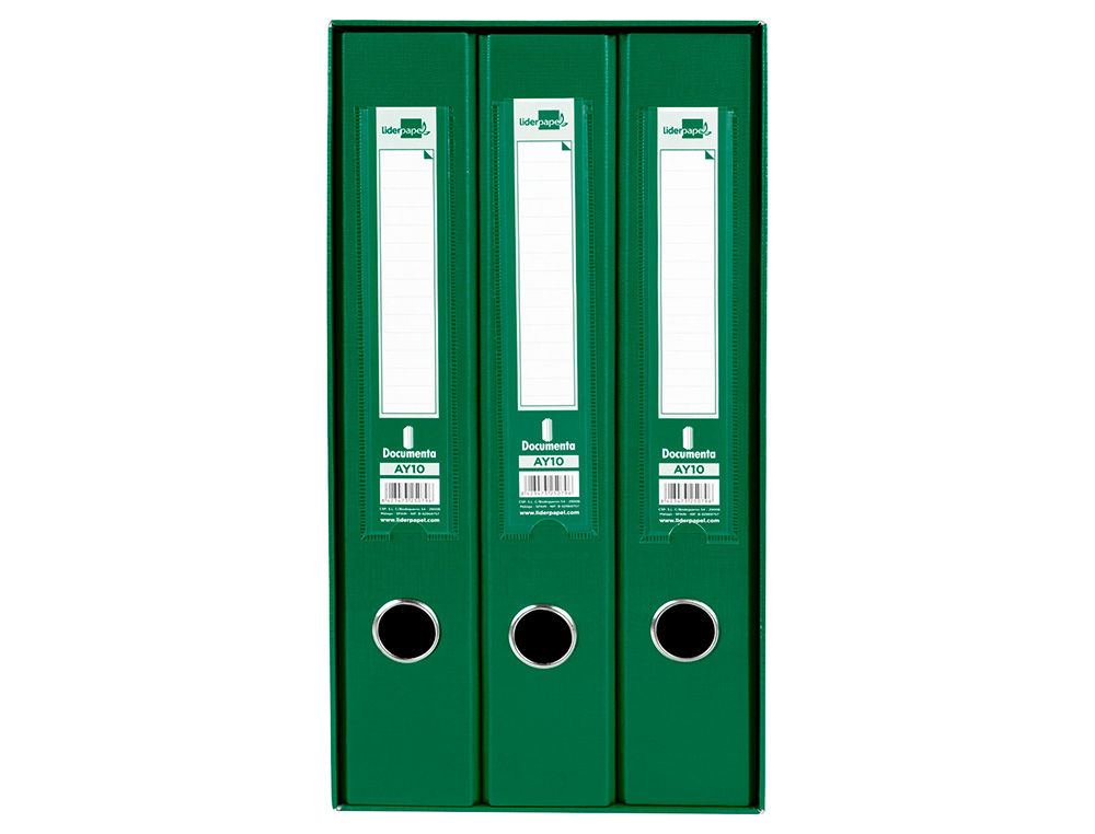 MODULO LIDERPAPEL 3 ARCHIVADORES FOLIO 2 ANILLAS MIXTAS 40MM VERDE